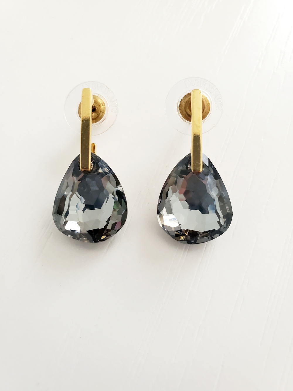 Swarovski Crystal T Bar Pierced Earrings, Gray, Gold-Tone Plated 5565999